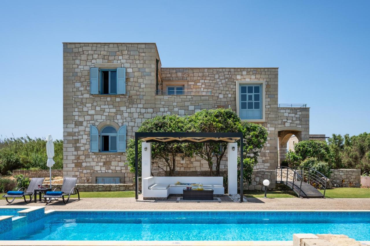 Beachfront Villa Turquoise With Private Pool, Bbq And Ping Pong Table 干尼亞 外观 照片