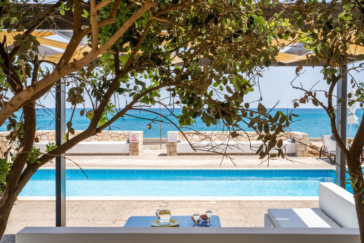 Beachfront Villa Turquoise With Private Pool, Bbq And Ping Pong Table 干尼亞 外观 照片