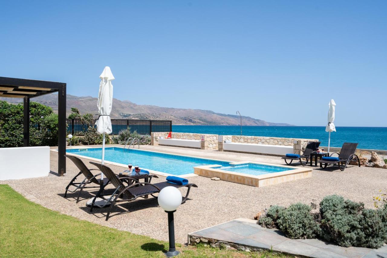 Beachfront Villa Turquoise With Private Pool, Bbq And Ping Pong Table 干尼亞 外观 照片