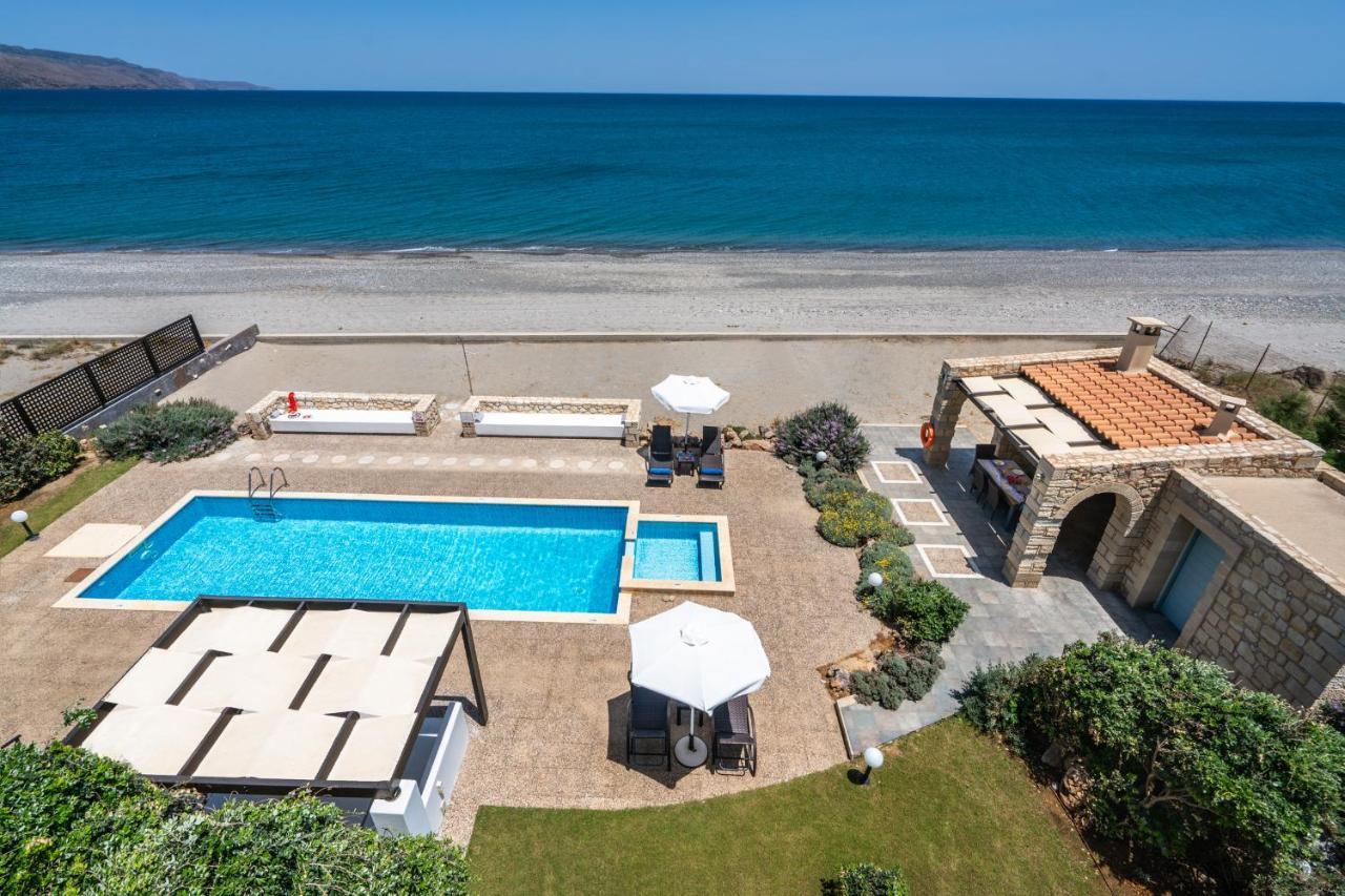 Beachfront Villa Turquoise With Private Pool, Bbq And Ping Pong Table 干尼亞 外观 照片